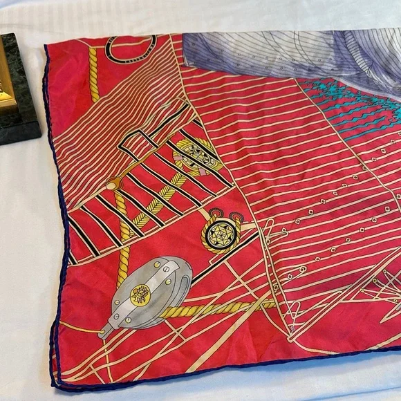 Hermès Paris Red Nautical Silk Scarf - Picture 2 of 11